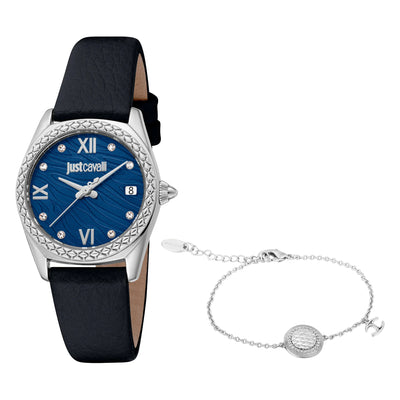 Just Cavalli SET Onverzettelijk Animalier Leer Zwart Blauw