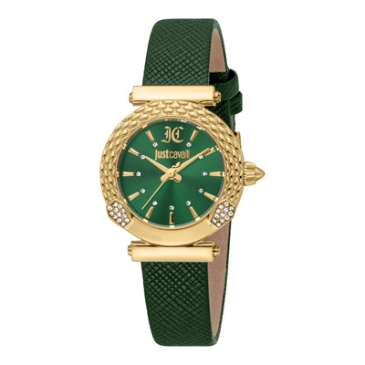 Just Cavalli Animalier Mistero Slang Leer Geel Goud Groen