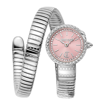 Just Cavalli Signature Snake Sirena Zilver Roze