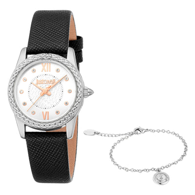 Just Cavalli SET Subliem Dierenprint Leer Zwart Zilver