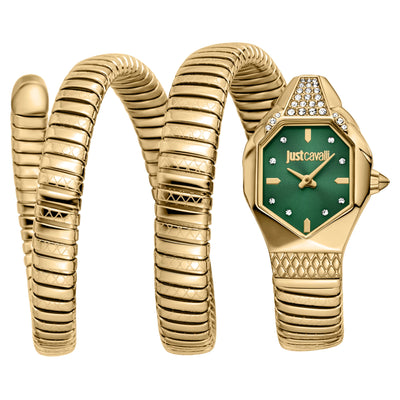 Just Cavalli Signature Snake Amber Geel Goud Groen
