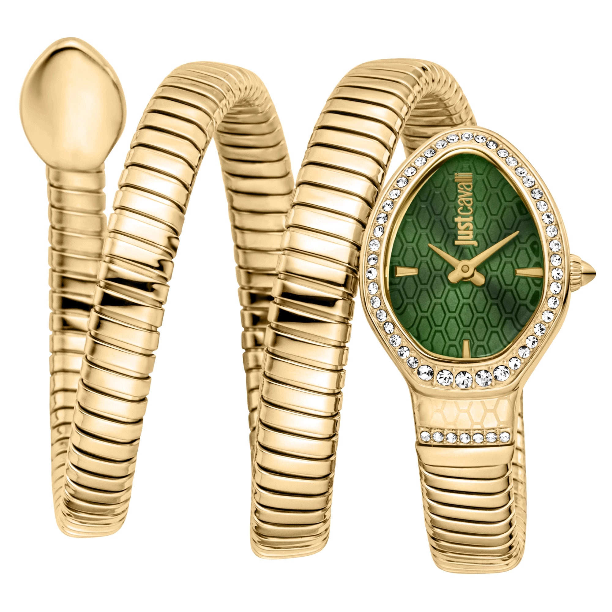 Just Cavalli Just Cavalli Signature Snake Carezza Yellow Gold Green