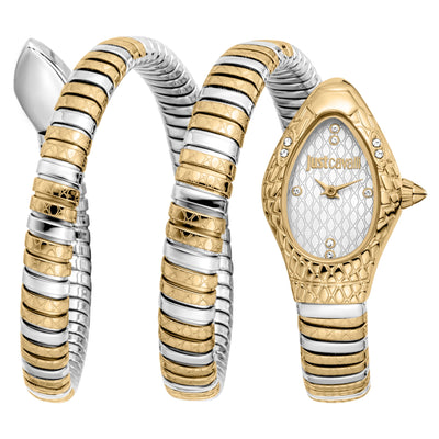 Just Cavalli Signature Snake Aurela Twee Kleuren Geelgoud Zilver