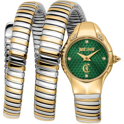 Just Cavalli Signature Snake Amanta Geelgoud Zilver Groen