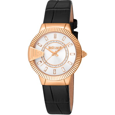 Just Cavalli Glam Chic Puntale Zwart Leer Roze Goud