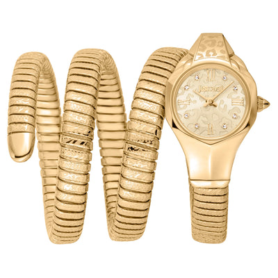 Just Cavalli Signature Snake Ravenna Geel Goud Champagne