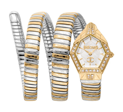 Just Cavalli Signature Snake Betoverende Twee Kleuren Geelgoud Zilver