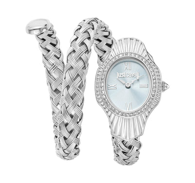 Just Cavalli Signature Snake Gedraaide Zilveren Turkoois