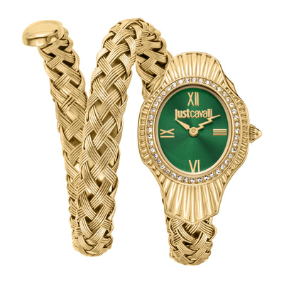 Just Cavalli Signature Snake Gedraaid Geel Goud Groen