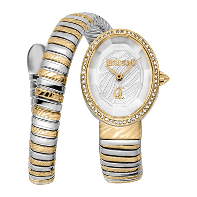 Just Cavalli Signature Snake Velina Zilver Geelgoud