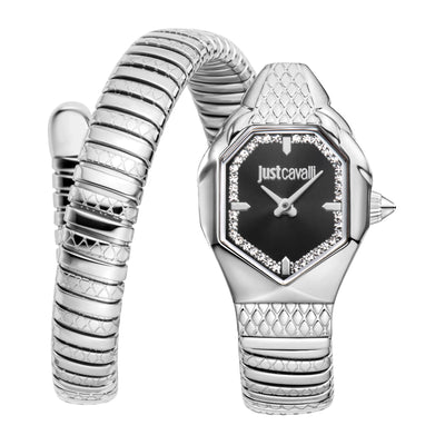 Just Cavalli Signature Snake Aria Zilver Zwart
