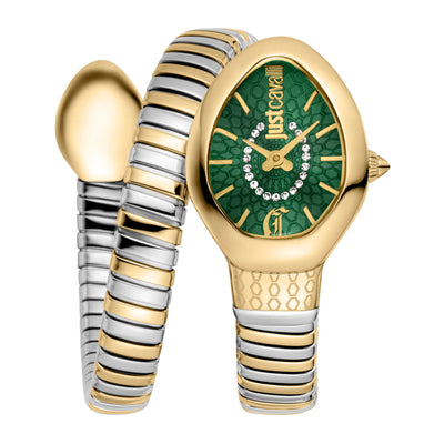 Just Cavalli Signature Snake Eclisse Tweekleurig Geelgoud Zilver Groen