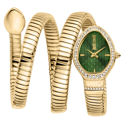 Just Cavalli Signature Snake Carezza Geel Goud Groen