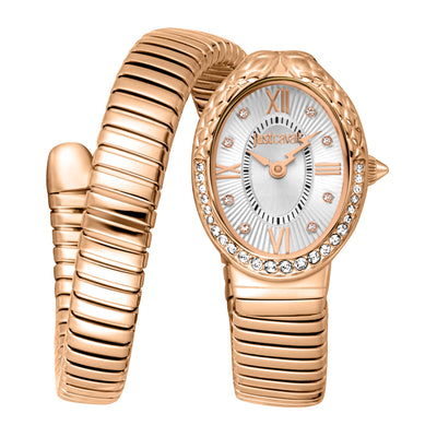 Just Cavalli Signature Snake Fiore Roségoud Zilver