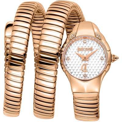 Just Cavalli Signature Snake Amanta Roségoud Zilver