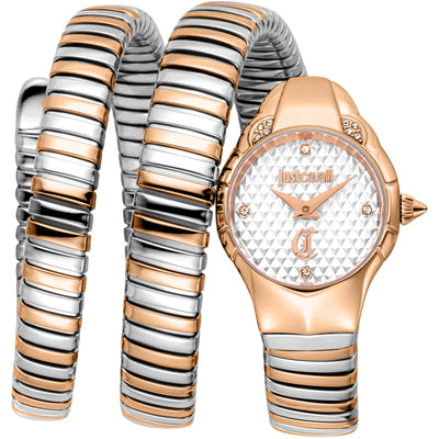 Just Cavalli Signature Snake Amanta Roségoud Zilver