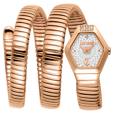 Just Cavalli Signature Snake Romina Roségoud Zilver
